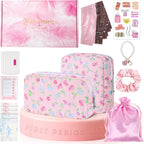 22 PCS First Period Starter Kit Gift for Teen Girls Period Bags for Teen Tweens Girls with Sanitary Pad Storage Bag, Wipes, Menstrual Tracker, Disposal Pouches and More (Pink Floral)