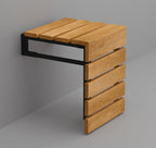 Folding Wall Mounted Teak Wood Handmade Shower Seat, Inside Shower Bathroom Stool for Seniors Disabled Pregnant Handicapped, Foldable Water Resistant Outdoor Bench (Natural)