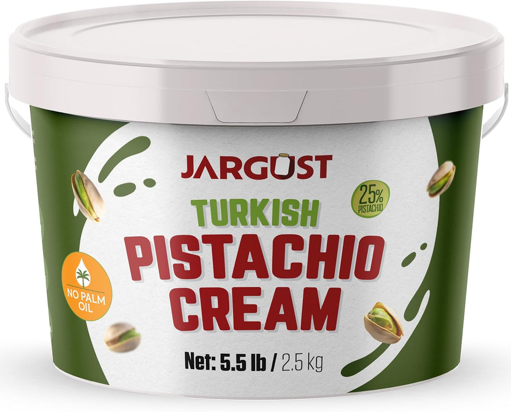 Bulk Pistachio Cream Spread 5.5 LB (2.5 kg) – Premium Turkish Pistachio Butter, Perfect for Dubai Chocolate Bar Kit, Gourmet Paste for Desserts, Breakfast, & Indulgent Treats