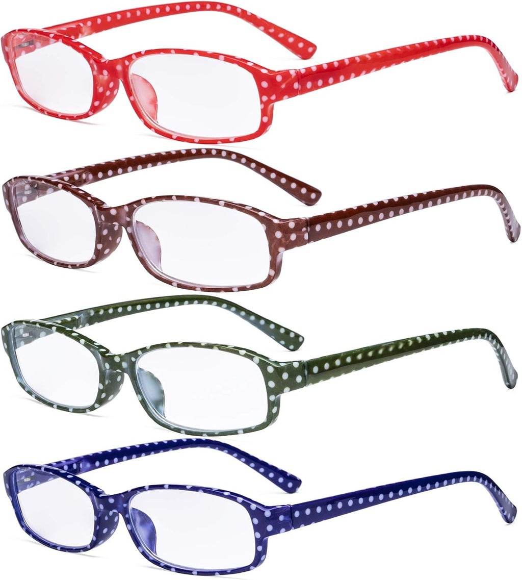 Eyekepper 4 Pack Ladies Fashion Reading Glasses - Polka Dots Design Small Lens Readers for Women Reading +2.50