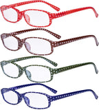 Eyekepper 4 Pack Ladies Fashion Reading Glasses - Polka Dots Design Small Lens Readers for Women Reading +1.75