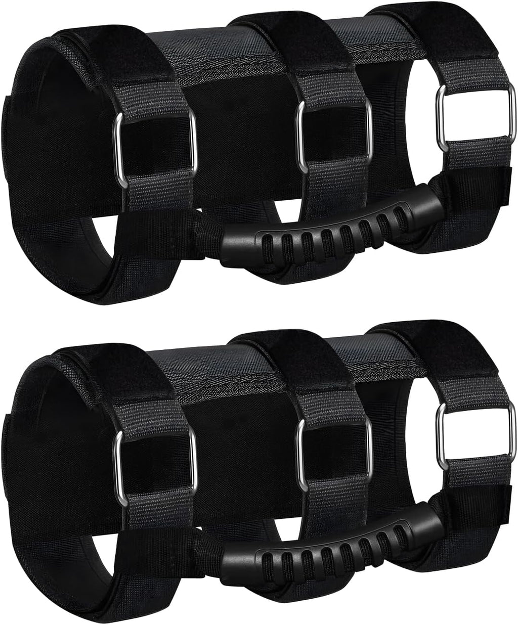 Grab Handles 2 Pack, Upgraded 3-Strap Roll Bar Grab Handles with Metal Buckles, Compatible with Jeep Wrangler CJ YJ TJ JK JKU JL JLU JT (1955–Present), Fit 2–4 Inch Roll Bars
