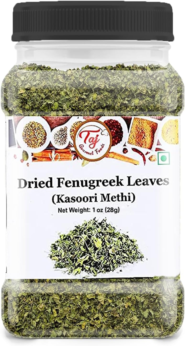 TAJ Kasoori Methi | Dried Fenugreek Leaves | Product of India | 1oz (28g)