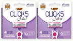 BIC Click 5 Soleil Women's Razor Refills with 5 Flexible Blades and Recyclable Box, Pink, 8 Count