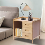 Bamboo Nightstand, Modern Side Table with Drawers and Open Shelf, Bamboo Legs for Bedrooms, Dorm Rooms, and Tight Spaces (Primary)