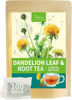 TeeLux Dandelion Leaf & Root Tea Bags, Natural Roasted Dandelion Root with Fresh Dandelion Leaf Herbal Tea, Caffeine Free, 100 Count