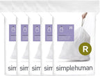 simplehuman Code R 100 Count, Dispenser Pack Custom Fit Liners, Drawstring Trash Bags, 10 Liter / 2.6 Gallon, White