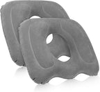 Leinuosen 2 Pcs Inflatable Seat Cushion 18.1'' x 15.7'' x 4.7'' Portable Lift Donut Pillow Height Adjustable Hemorrhoid Pillow for Tailbone Back Pain Bed Sore Home Car Chair Wheelchair Sitting (Grey)