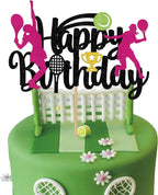 Women's Tennis Cake Topper for Girls Tennis Happy Birthday Cake Toppers Decorations Glitter Girl Tennis Theme Birthday Party Supplies