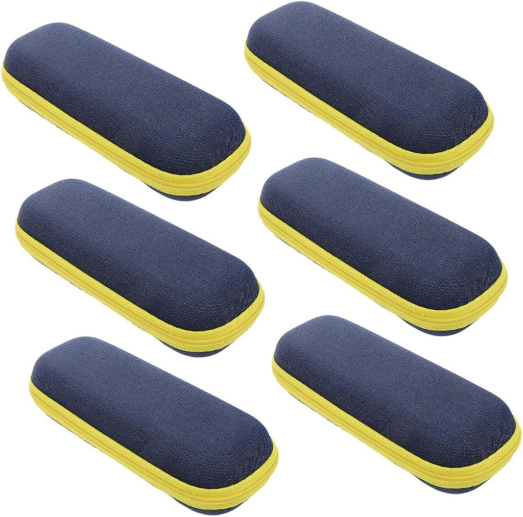 Didiseaon 6pcs Denim Eyeglasses Case Set with Zipper, Anti-pressure Eva Protective Glasses Travel Organizer for Students and Office Use