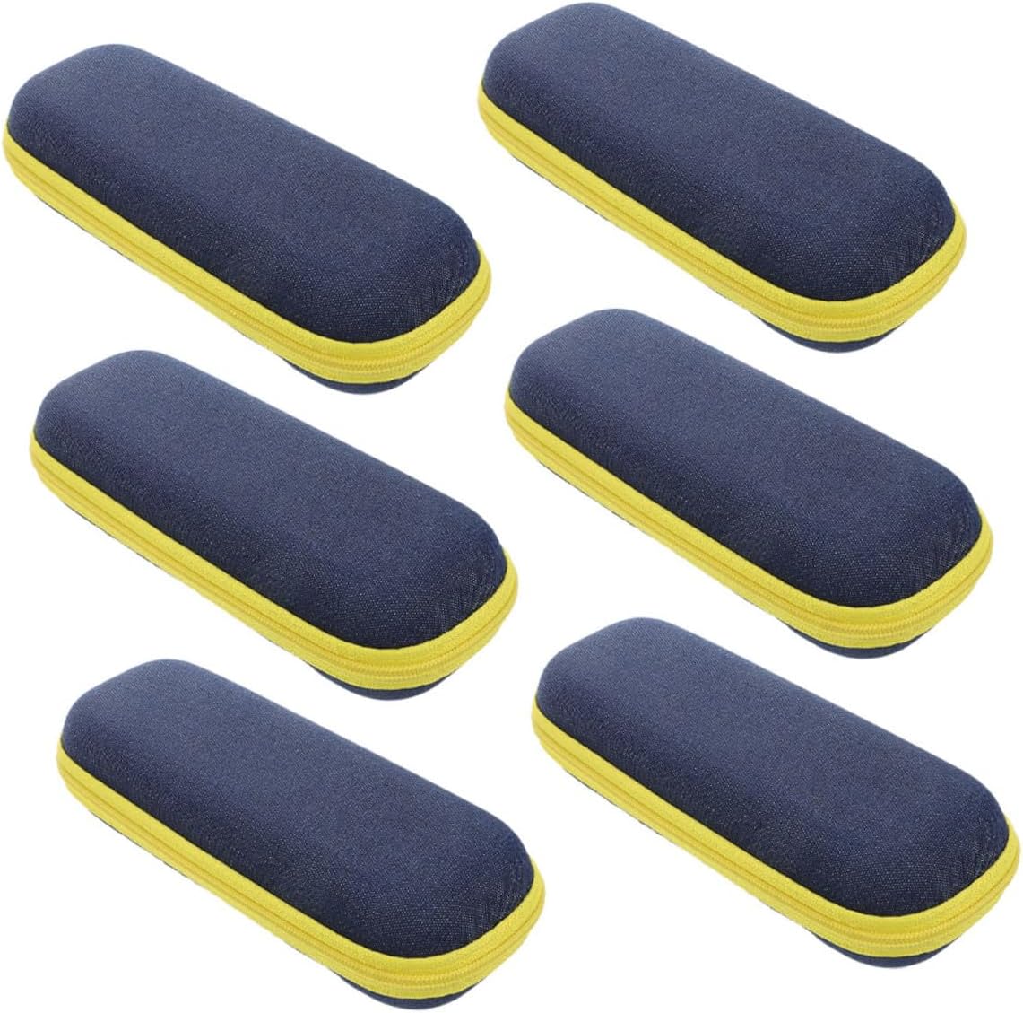 Didiseaon 6pcs Denim Eyeglasses Case Set with Zipper, Anti-pressure Eva Protective Glasses Travel Organizer for Students and Office Use