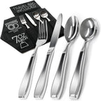 Weighted Utensils for Hand Tremors and Parkinson's Patients - 4 Piece Set Weighted Silverware for Elderly, Arthritis, Weak Hand Grip - Convenient Travel Bag, Stainless Steel, 7 Oz