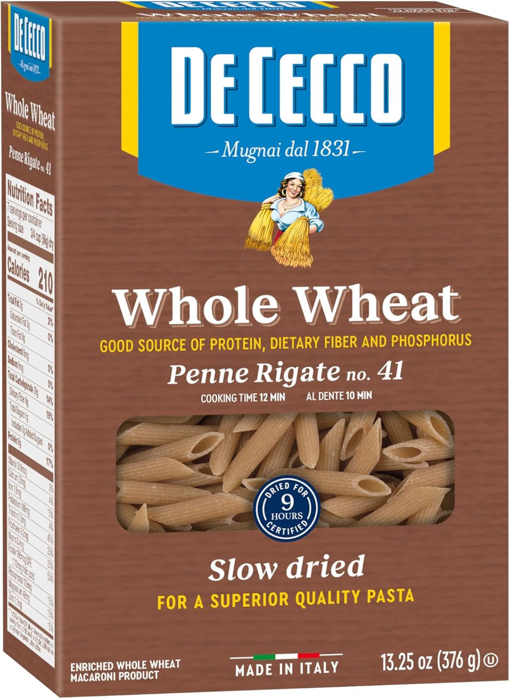 De Cecco Penne Rigate Whole Wheat, 13.25 oz