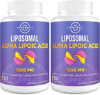 lipmaxmall Liposomal Alpha Lipoic Acid 1500mg - with Acetyl-L-Carnitine 900mg & Ubiquinol 100mg & Vitamin E 15mg，ALA Supplement for Antioxidants Glucose Metabolism Nerve Energy,60 Softgels (2 Bottle)