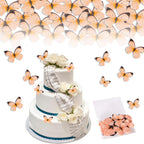 Edible Butterflies Cake Decorations Set of 50Pcs - Edible Wafer Paper Butterflies Cupcake Toppers for Wedding, Anniversary, Birthday Party Decorating (Orange)