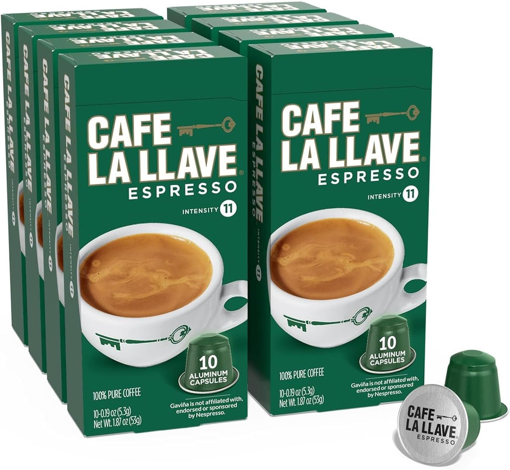 Cafe La Llave Latin Style Espresso Pods, Dark Roast, Compatible with Nespresso Original Line, 80 Count Aluminum Capsules