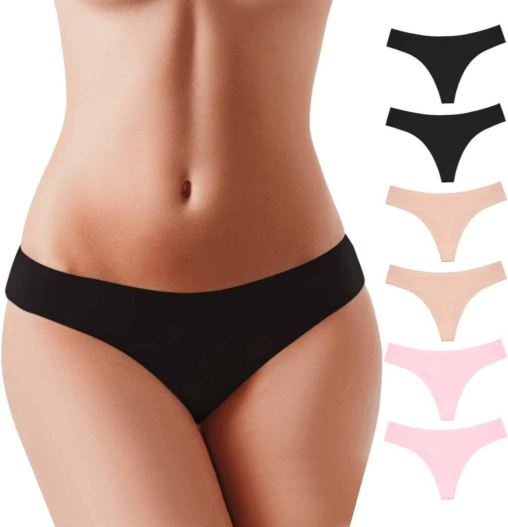 BUBBLELIME XS-XXL Sport Thong Panties Women Low Rise Sexy G-String No Show Bonded Breathable Underwear (6 Pack&3 Pack&1 Pack)