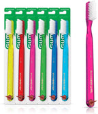 GUM Classic Soft Toothbrush, Full Head, Includes Rubber Tip Dental Pick 1 Count (Pack of 6)