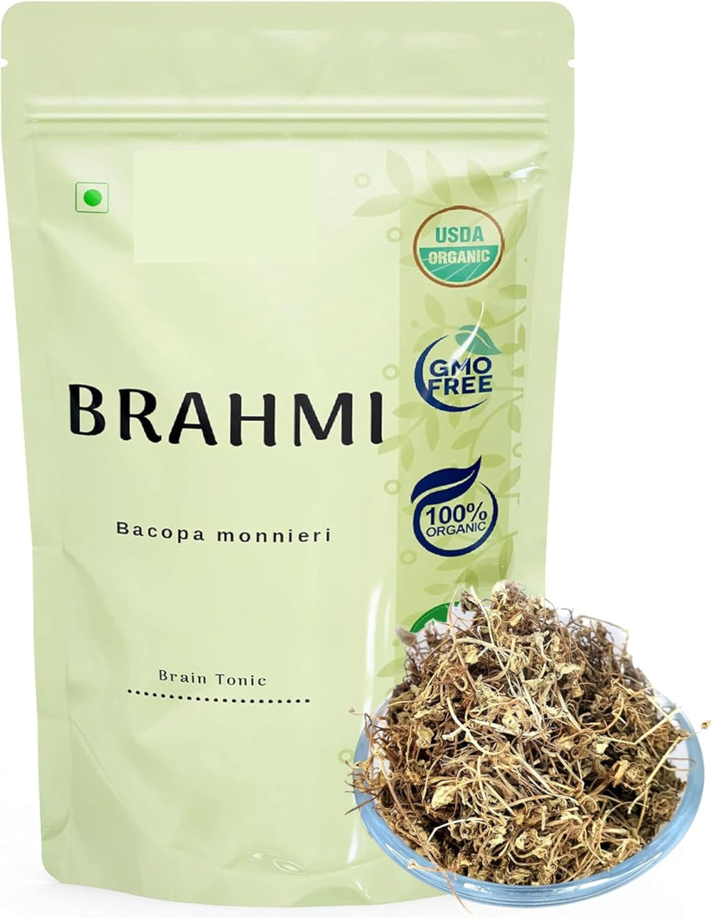 Organic Dried Brahmi Leaves - Bacopa monnieri - 1.76Ounce / 50Grms - Brahmi Leaf