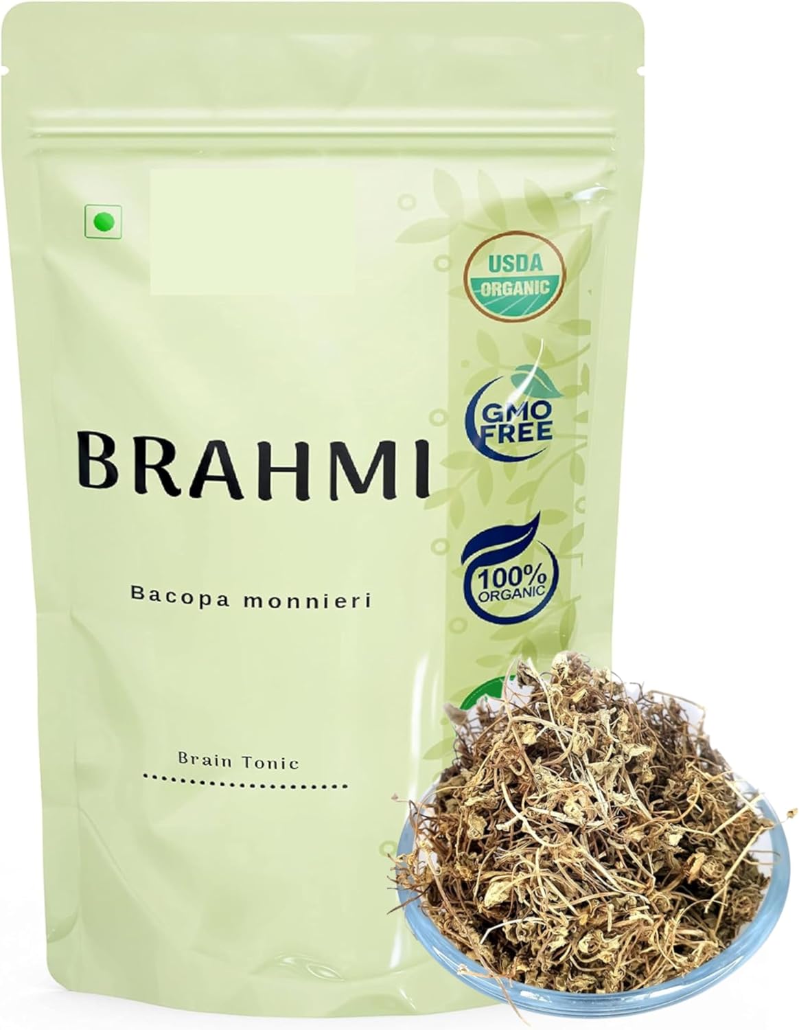 Organic Dried Brahmi Leaves - Bacopa monnieri - 1.76Ounce / 50Grms - Brahmi Leaf