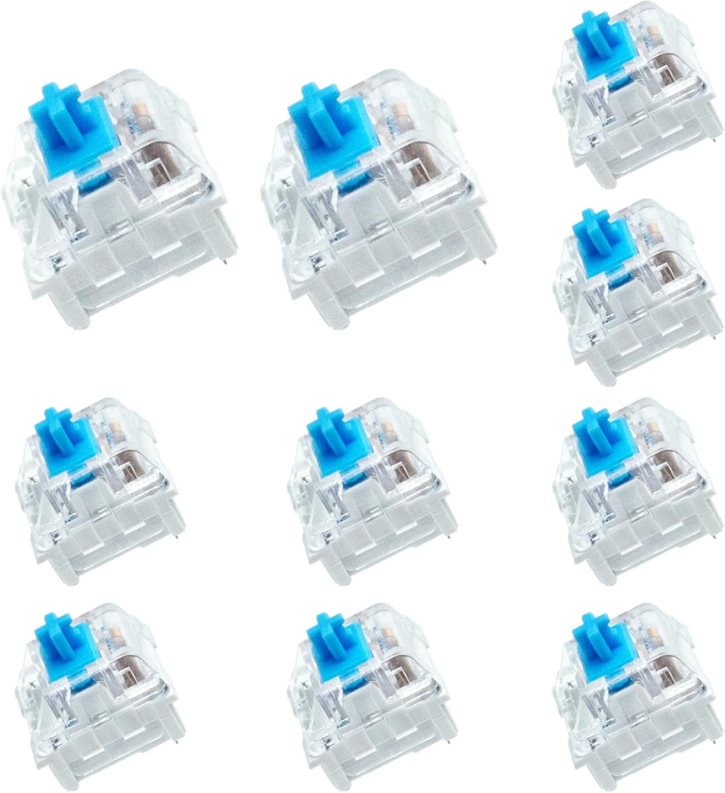 BlingKingdom 10 PCS Blue Switch Replacement 3 PIN Mechanical Keyboard Switches, Clicky, Accurate Typing, Dustproof, LED Keyboard, Gaming Keyboard