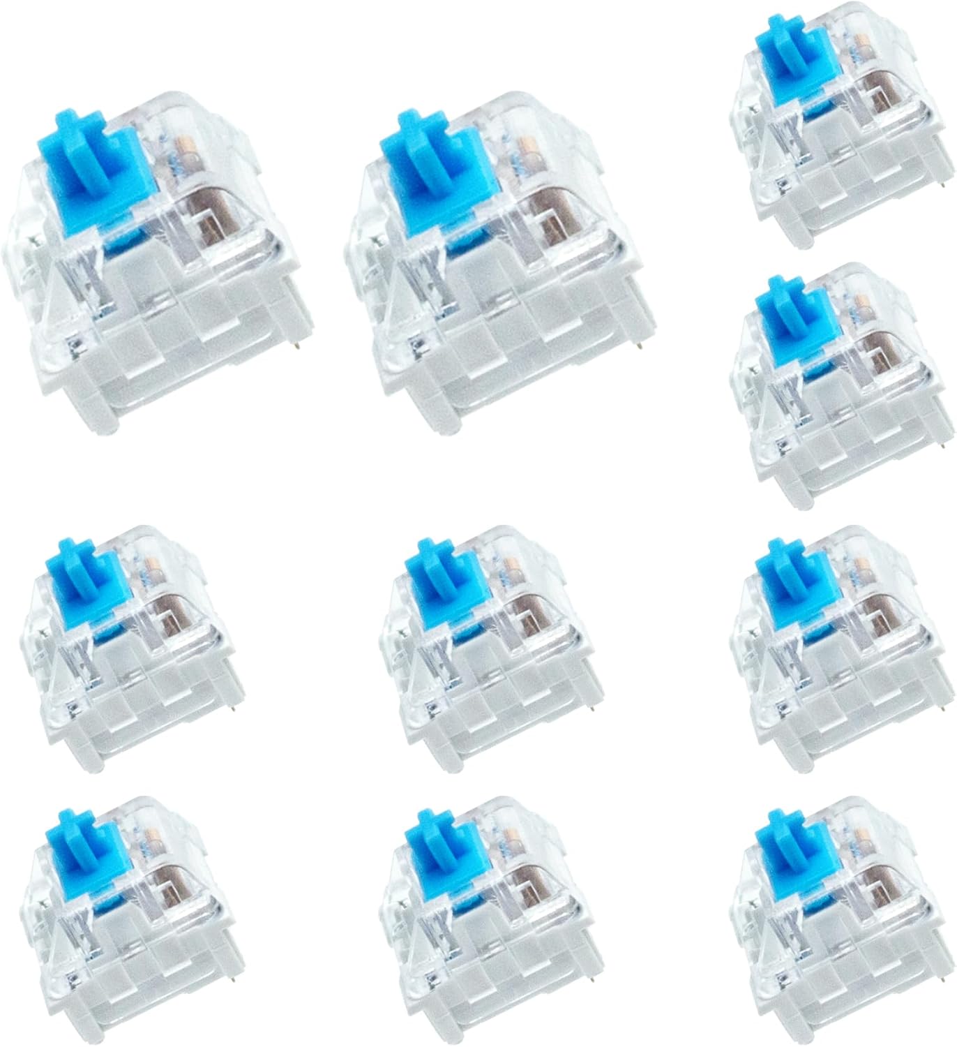 BlingKingdom 10 PCS Blue Switch Replacement 3 PIN Mechanical Keyboard Switches, Clicky, Accurate Typing, Dustproof, LED Keyboard, Gaming Keyboard