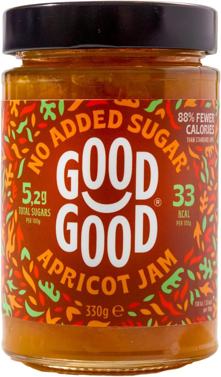 GOOD GOOD Apricot Jam - No Added Sugar - Low Calorie - Gluten Free and Vegan - Diabetic and Keto Friendly - 12oz / 330g (Pack of 1)