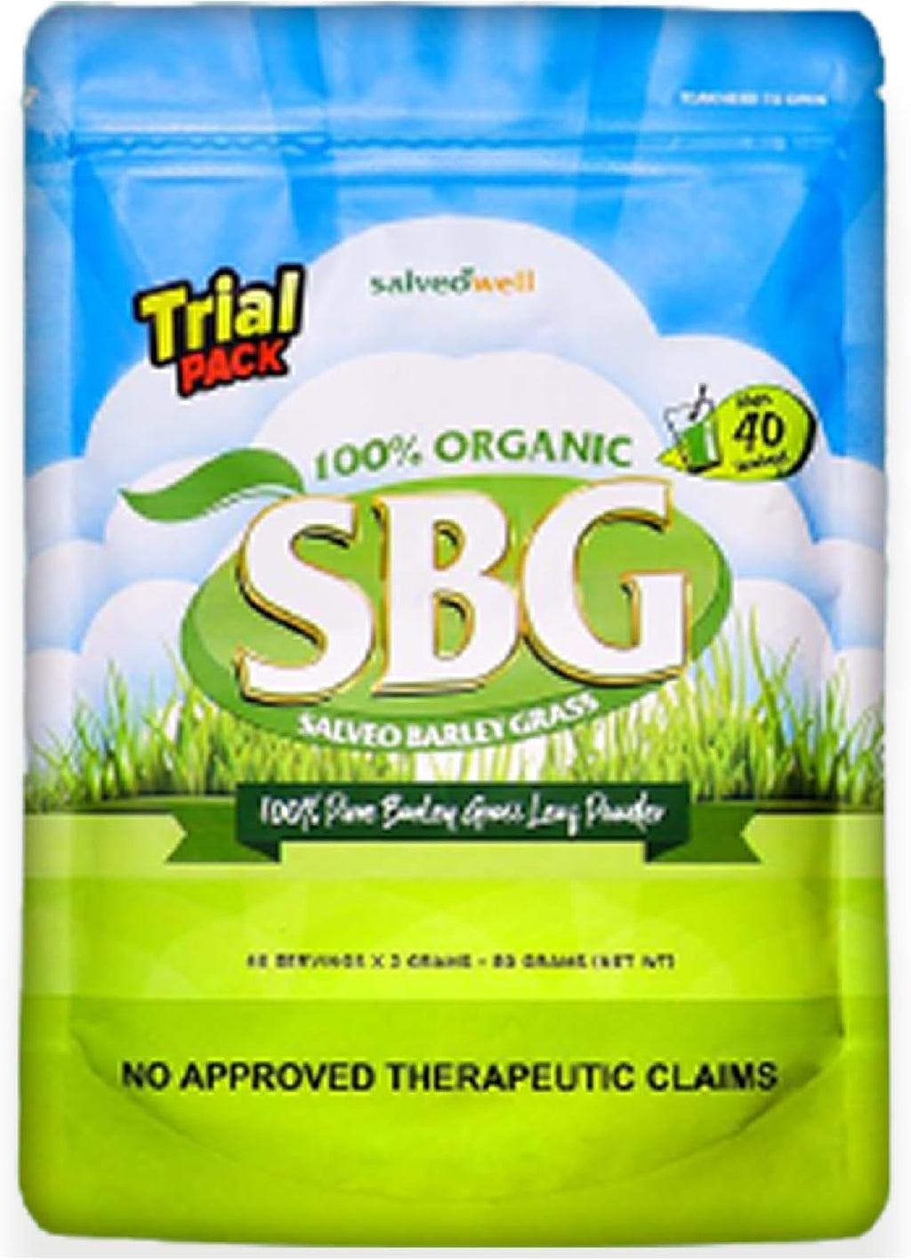 Salveo Barley Grass Powder in Trial Pack, 80grams, 100% Pure and Organic