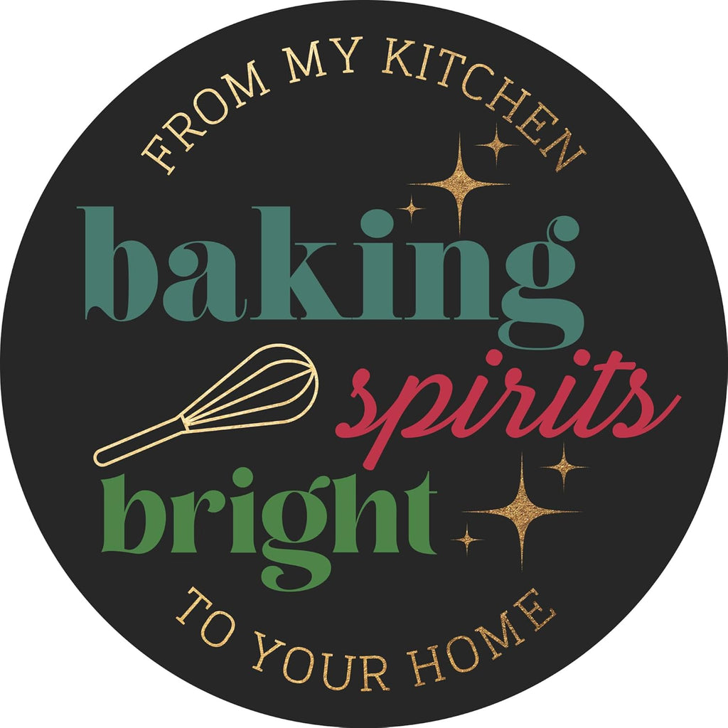 Mobiusea Creation Christmas Bakery Stickers | Christmas Decoration | 1.4 inch | Gold Foil | Inspirational Positive Word | Waterproof | 90-Pack for Cookies, Bakery Box