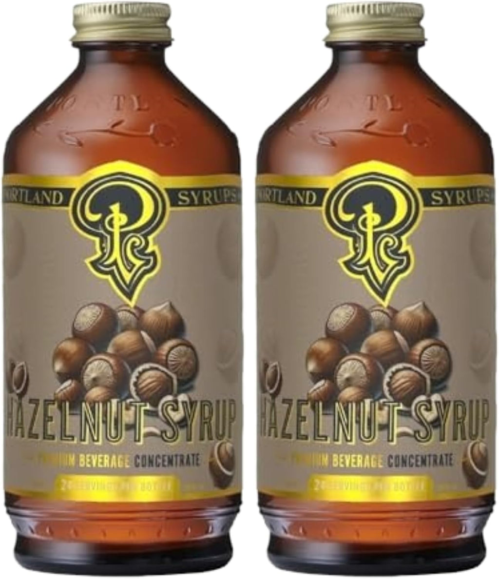 Portland Syrups Hazelnut Syrup – Flavoring for Coffee, Lattes, Cold Brew, Macchiatos, Cocktails, Desserts – Ideal for Drinks & Adding a Hazelnut Touch to Any Beverage – 12 oz, 24 servings (Pack of 2)