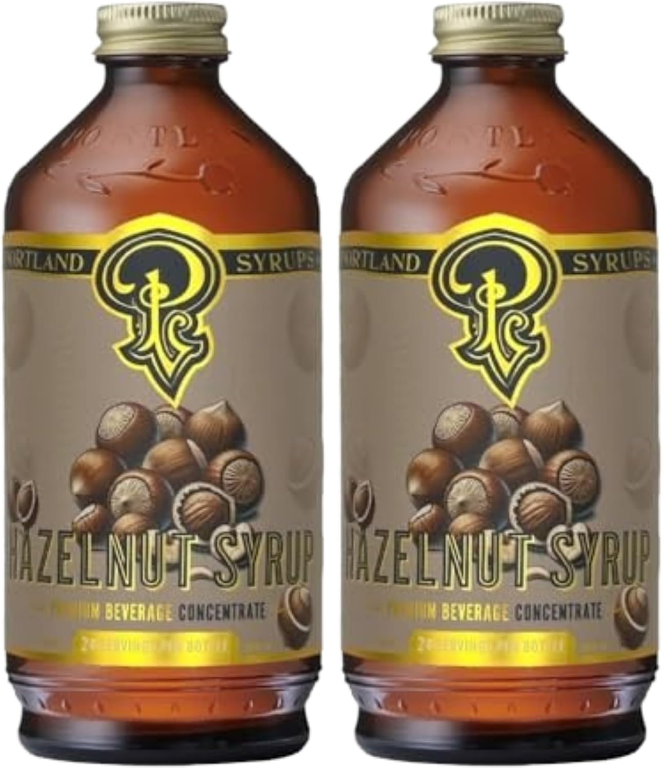 Portland Syrups Hazelnut Syrup – Flavoring for Coffee, Lattes, Cold Brew, Macchiatos, Cocktails, Desserts – Ideal for Drinks & Adding a Hazelnut Touch to Any Beverage – 12 oz, 24 servings (Pack of 2)