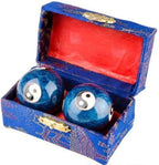 XMHF Cloisonne Yin-Yang Chinese Meditation Baoding Healthy Exercise Ball Blue 2Pcs