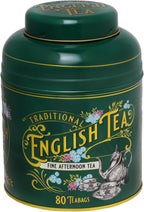 New English Teas Vintage Victorian Tea Caddy with 80 English Teabags (Bottle Green)