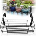 Youyole Railing Hanging Planter Holders, Adjustable Balcony Flower Pot Rack Stand, Expands 14"-27" Iron Hanger Hooks Fit Almost Any Balcony, Fence or Deck Railing up to 6" Wide(Black)