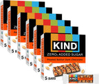 KIND ZERO Added Sugar Bars, Keto Snack, Peanut Butter Dark Chocolate, Good Source of Fiber, Gluten Free, Low Sugar, 5g Protein, 30 Count
