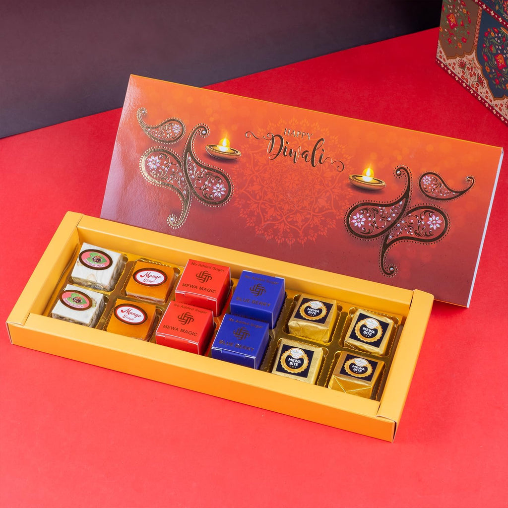 Ghasitaram Gifts Jaiccha Diwali Gift - Happy Diwali Box of Best Assorted Bites 12 pcs|Sweets|Sweets Gift Pack|Diwali Sweets|Indian Mithai|Diwali Sweets Gift Box|Sweets Gift Box