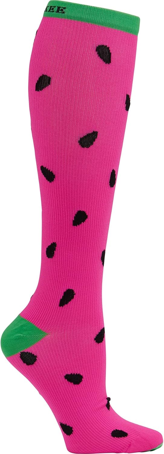 Cherokee Women's 10-15mmHg Compression Socks – Fun Print Knee Highs with Light Support, Soft Feel - PRINTSUPPORT