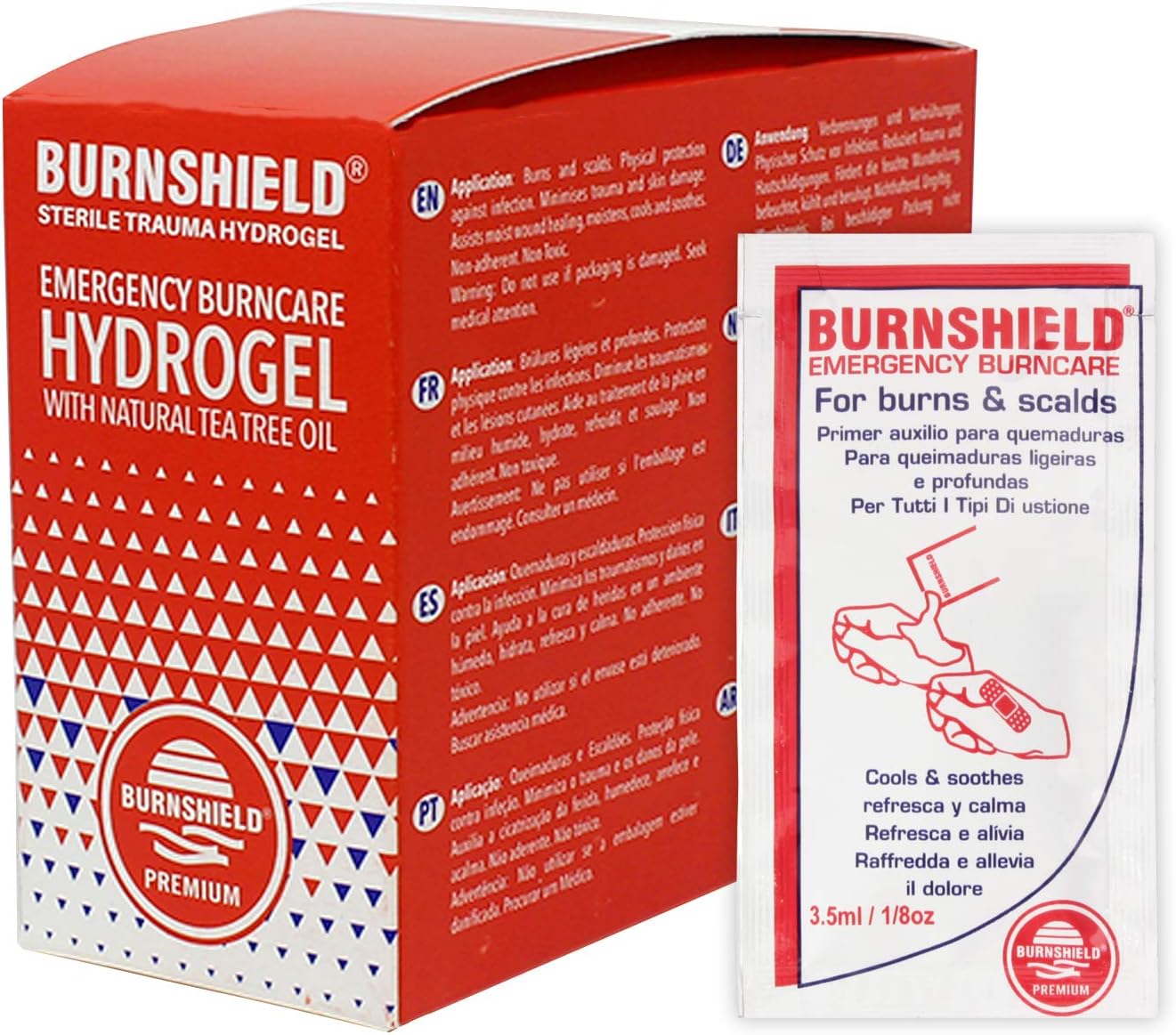 Burnshield First Aid Burn Relief Hydrogel Sachets, 25 Count