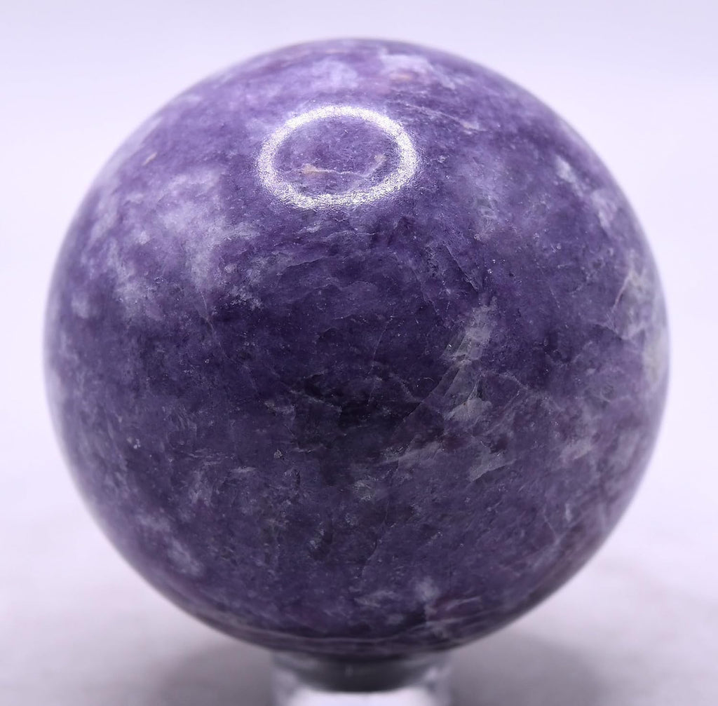 2" Purple Lilac Lepidolite Carved Sphere Polished Natural Lithia Mica Collectible Gemstone Crystal Mineral Ball - Brazil + Stand (1PC)