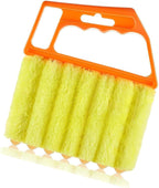 1-Pack Orange Blind Cleaner Duster Tool – 7 Finger Microfiber Dusting Brush for Window Blinds, Shutters, Vents & Baseboards – Reusable, Washable & Lint-Free Cleaning Tool for Home & Office
