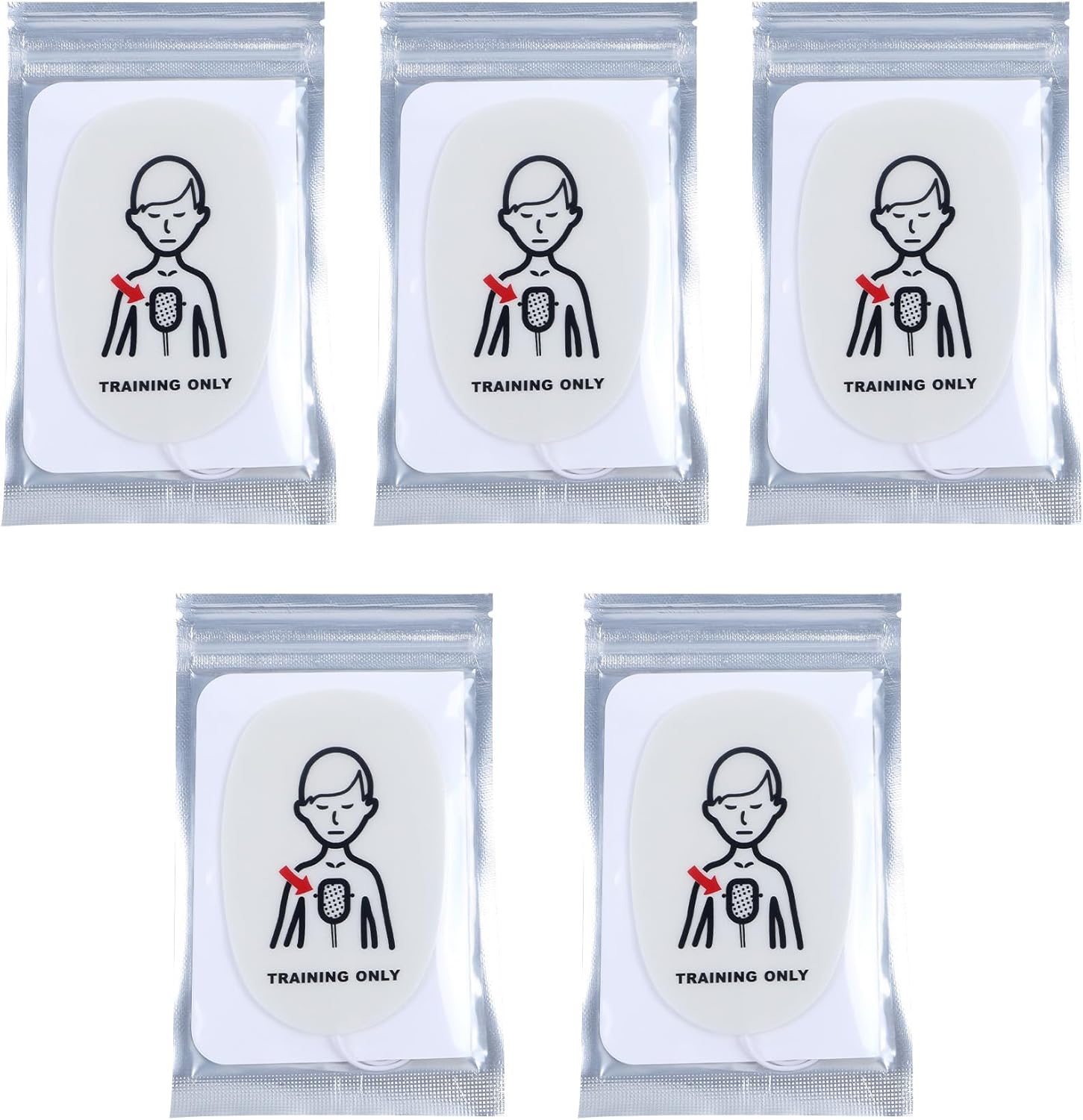 XFT AED Trainer Pads, 5 Pairs Practice Trainer Pads for XFT Mini AED Trainer Pads (Child Pads), Use for XFT-D0009, XFT-120N, XFT-120NB, Replacement AED Trainer Pads, CPR Traing Pads