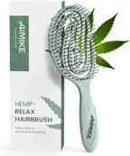 AIMIKE Hemp-Relax Detangler Hair Brush, Eco-Friendly Detangling Brush for Wavy Straight Hair, Vented Hairbrush w/Soft Bristles, Glide Through Tangles with Ease for Women, Kids, Wet & Dry Hair
