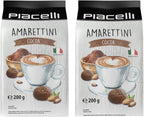 PIACELLI Amaretti Coca Biscuits - Authentic Italian Cookies with Almond, Apricot Kernels & Rich Cocoa Flavor - Crunchy Snack for Desserts & Coffee Pairings - Pack of 2 (200g each)