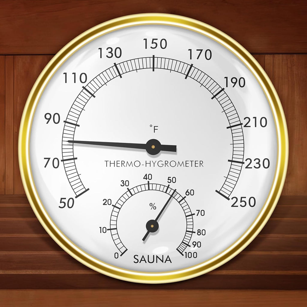 Sauna Thermometer and Hygrometer, 2 in 1 Sauna Fahrenheit Thermometer for Sauna Room, Sauna Accessories for Infrared Steam Saunas, Accurate&Adjustable Indoor Temperature and Humidity Monitor