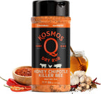 Kosmos Q Honey Chipotle Killer Bee BBQ Dry Rub, Sweet and Spicy Seasoning with Sugar, Chipotle, Garlic & Paprika for Ribs, Pulled Pork, Chicken, Dry Rub For Smoking & Grilling, 12.6 Oz Shaker Bottle