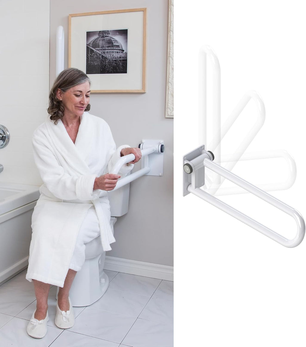 Healthcraft Products PT Rail Right Side: Fold Down Bathroom Safety Rails - 32", Powder Coat White