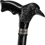 Asterom Handmade Wooden Carved Walking Cane for Men and Women - Raven - Stylish Walking Stick Gothic Crow Cane