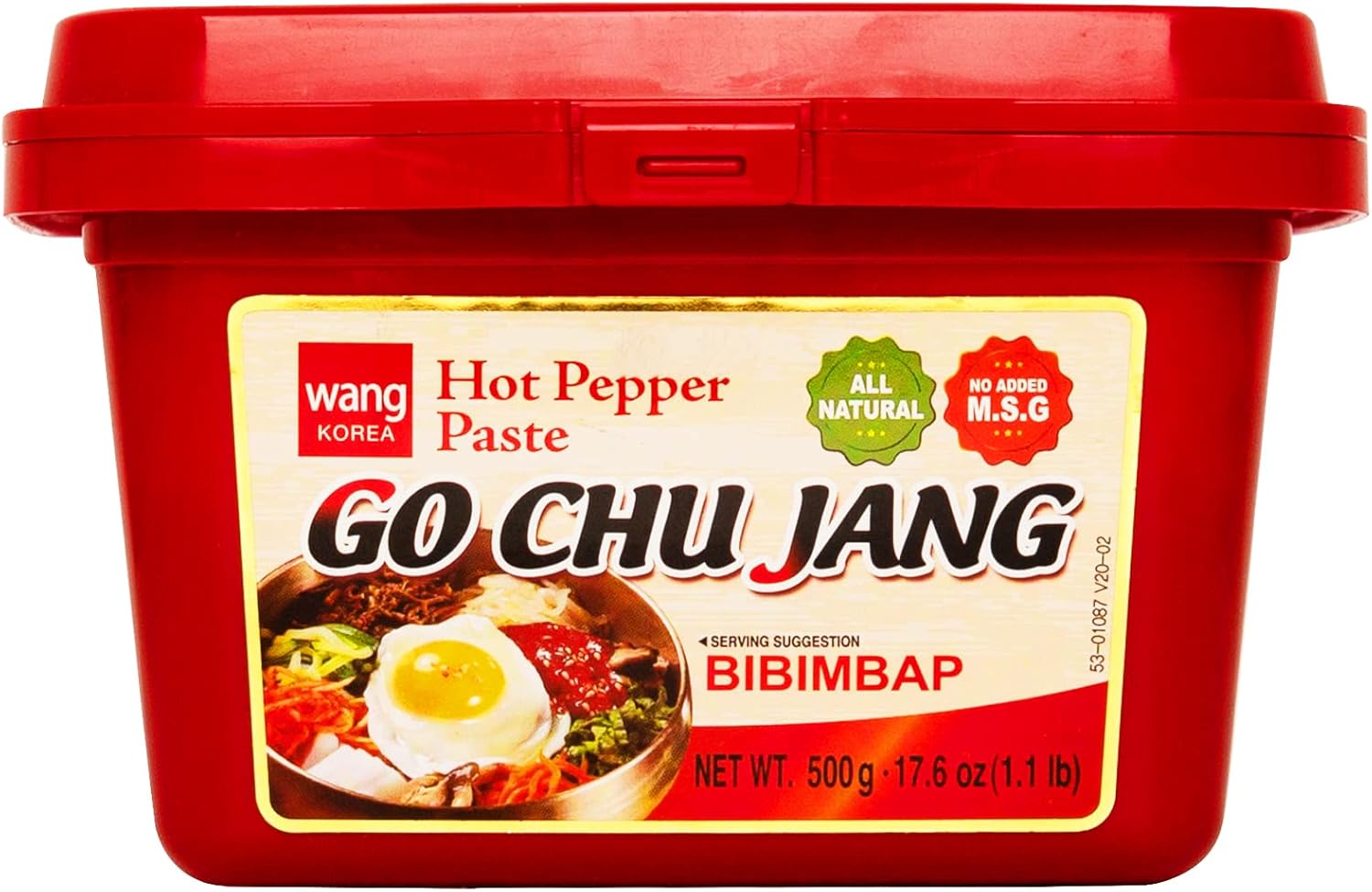 Wang Gochujang - Traditional Korean Red Chili Pepper Paste, Made with All Natural Ingredients, Non-GMO and MSG-Free, 1.1 Lb (Pack of 1) - Spicy, Sweet and Deep Flavor