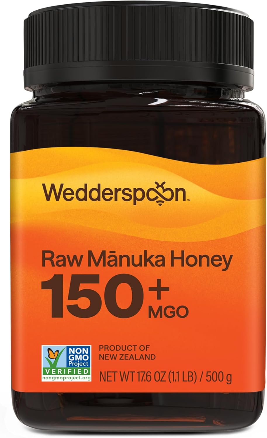 Wedderspoon Raw Premium Manuka Honey, 150+ MGO, 17.6 Oz, Unpasteurized, Genuine New Zealand Honey, Traceable from Our Hives to Your Home