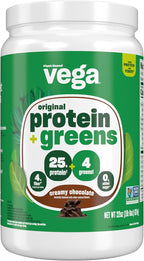 Vega Protein and Greens Protein Powder, Chocolate - 20g Plant Based Protein Plus Veggies, Vegan, Non GMO, Pea Protein for Women and Men, 1.3 lbs